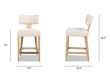 Penny - Round Arched Upholstered Counter Stool (Set of 2) - Travertine Beige
