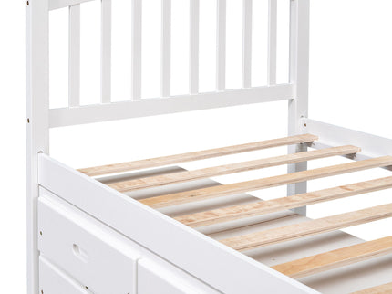 Platform Storage Bed Solid Wood Bed With 6 Drawers