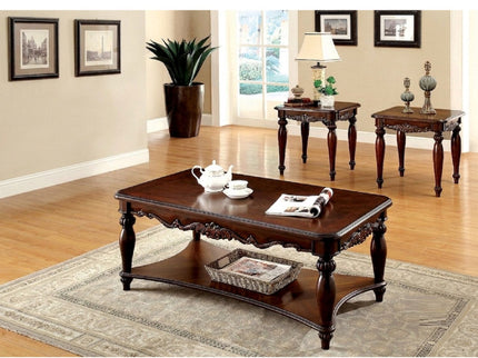 3 Piece Coffee Table With Open Shelf - Cherry