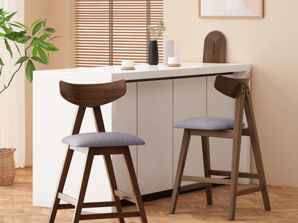 Mid Century Modern Counter Stool With V Shape Frame And Upholstered Seating