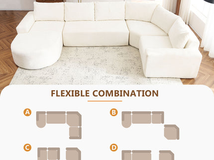 U-Shaped Oversized Modular Cloud Sectional Sofa With Deep Seat For Living Room