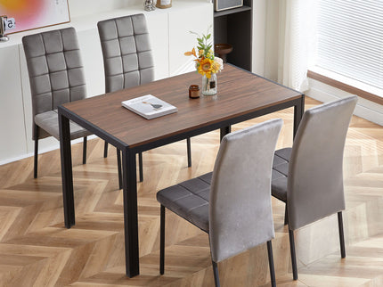 Creative Design Veneered MDF Wood Structure Rectangular Walnut Dining Table - Walnut