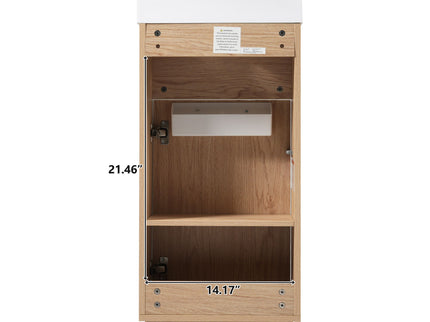 15.75" Bathroom Vanity With Reversible Resin Sink And Cabinet - Wood