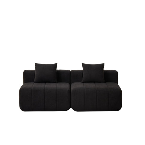 Modular Sectional Sofa With 2 Pillows, Symmetrical Design