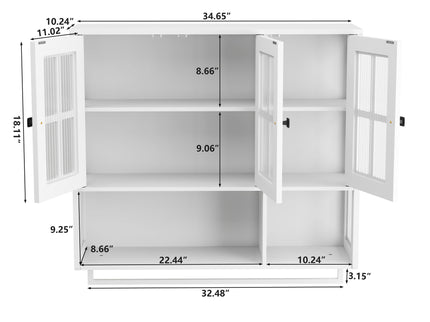 3 Door Wall Cabinet With Glass Door And Towel Bar