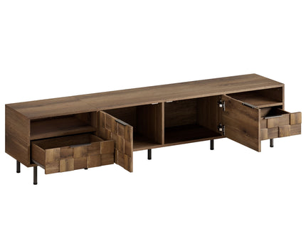 TV Stand With 2 Drawers, Media Console Table For TVs Up To 85'' - Natural