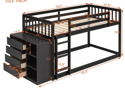 Bunk Bed With 4 Drawers And 3 Shelves