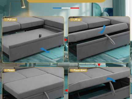 Extra Wide U - Shape Convertible Sleeper Sofa Bed With Dual Storage Ottoman