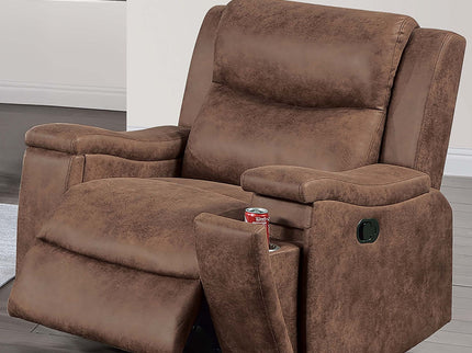 1 Piece Manual Recliner With Padded Seat And Backrest, Square Arms For Living Room - Walnut