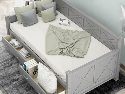 Modern Daybed With 2 Large Drawers, X Shaped Frame