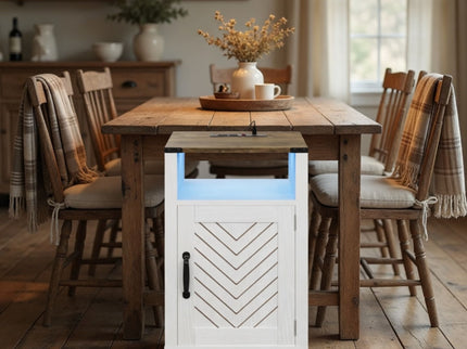 Farmhouse Nightstand With Charging Station & Storage