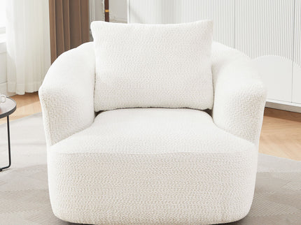 360° Swivel Barrel Sofa Chair With Throw Pillow, Upholstered Accent Chair