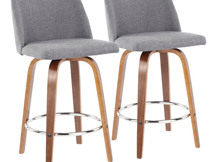 Toriano - Mid-Century Modern Fixed Height Counter Stool With Round Footrest (Set of 2)
