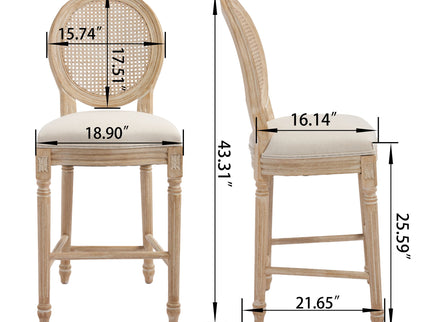French Country Bar Chairs With Round Back (Set of 2)