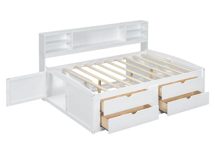 Daybed With 2 Bedside Cabinets, Upper Shelves And 4 Drawers
