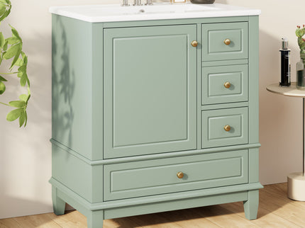 Freestanding Bathroom Vanity With Sink, Soft Close Door, 3 Drawers