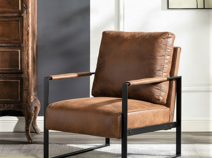 Classic Mid Century Modern Accent Chair With Durable Square Metal Frame, Armchair