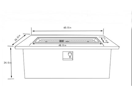 Rectangular Propane Gas Fire Pit Table With 60000 Btu For Outdoor Spaces - Light Gray