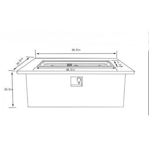 Rectangular Propane Gas Fire Pit Table With 60000 Btu For Outdoor Spaces - Light Gray