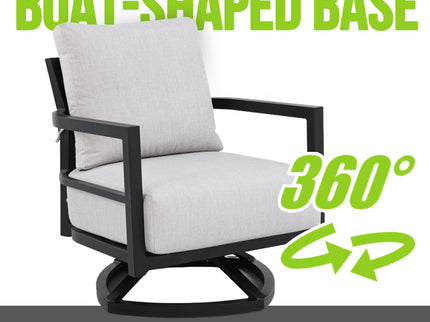 6 Piece Outdoor Conversation Set With Swivel Chairs - Ember Black