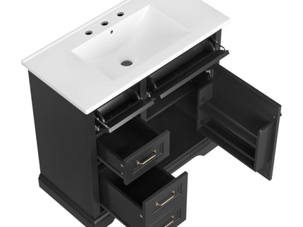 Modern Bathroom Vanity With Sink Top, 4 Drawers And 1 Soft-Close Door