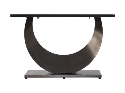 70.87" Modern Artificial Stone Crescent-Shaped Metal Legs, Can Accommodate 6-8 People - White / Black