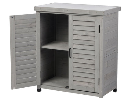 Potting Bench With Storage Cabinet And Metal Table Top For Outdoor