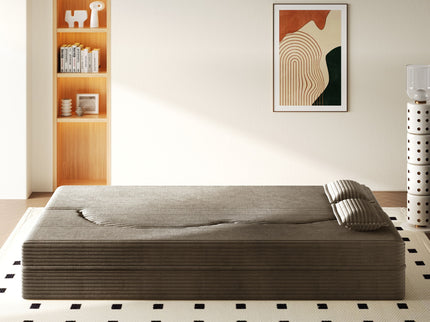 Modern Floor Sofa With 2 Pillows, Convertible Twin Size Folding Mattress For Living Room