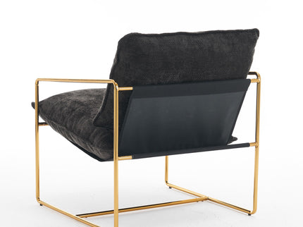 Upholstered Hanging Armchair With Arm Pocketsmetal Frame (Set of 2), Plated Craftsmanship, Crushed Foam Cushions And Skin-Friendly Woven Fabric For Living Room And Bedroom