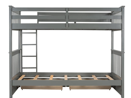 Bunk Bed With Ladders And 2 Storage Drawers