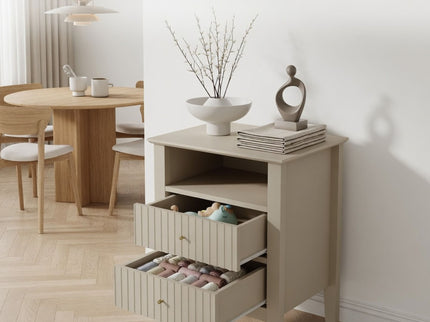 Fluted Nightstand With 2 Drawers