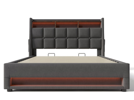 Upholstered Platform Bed With A Hydraulic Storage System, LED And USB Charging (Without Mattress)