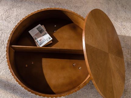 Round Retro Coffee With Solid Wood Legs