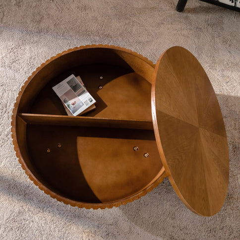 Round Retro Coffee With Solid Wood Legs