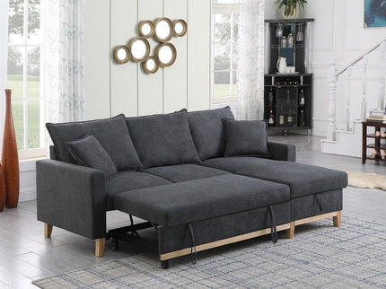 Colton - Reversible Sleeper Sectional Sofa With Storage Chaise - Dark Gray