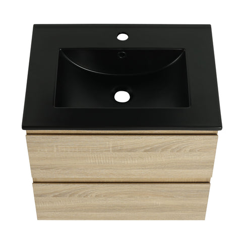 Wall Mounted Bathroom Vanity With Sink, 2 Soft Close Drawers