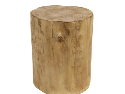 Hand Painted Wood Stump Style Outdoor Side Table - Light Brown