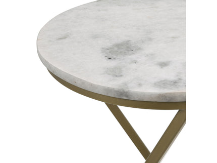 Balboa - Round Accent Side Table With Sculptural Base - White
