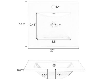 Elegant Bathroom Vanity With Ceramic Sink, Soft Close Door, Adjustable Shelf