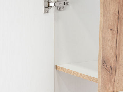 Medicine Single Door Cabinet, Three Shelves - Light Oak / White