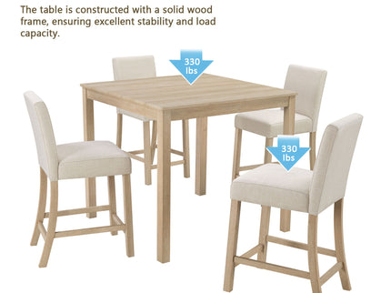 5 Piece Counter Height Table Set With 4 Chairs
