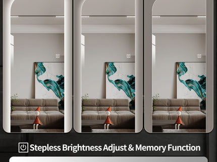 Irregular Shape LED Full Length Wall Mirror With 3 Color Dimmable Lighting - Silver