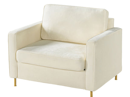 Accent Chair Upholstered Single Sofa With Square Arms, Sewn Pillow Back For Living Room