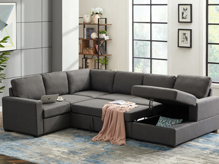 Ketterman - 4 Piece Upholstered Sectional - Dark Gray