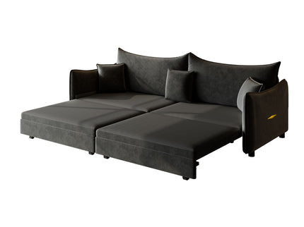 King Pull Out Sofa Bed, 3-In-1 Convertible Bed With 3 Pillows