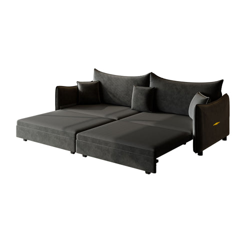 King Pull Out Sofa Bed, 3-In-1 Convertible Bed With 3 Pillows
