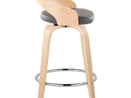 Grotto - Contemporary Fixed Height Counter Stool & Swivel, Round Footrest (Set of 2)
