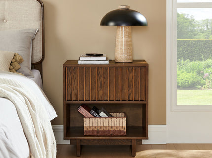 Nightstand With Hidden Charging Station USB Ports & Outlet Hole