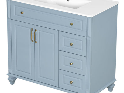 Modern Bathroom Vanity With Sink, 3 Drawers & 2 Doors