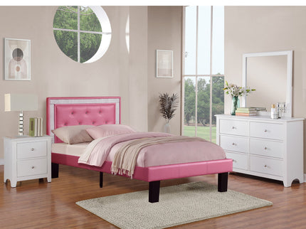 Glamours Style Bed With Diamond Tufted Padded Headboard